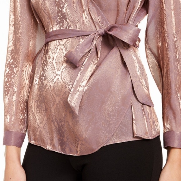 INC Ethereal mauve metallic snake wrap blouse 3X - Picture 2 of 5